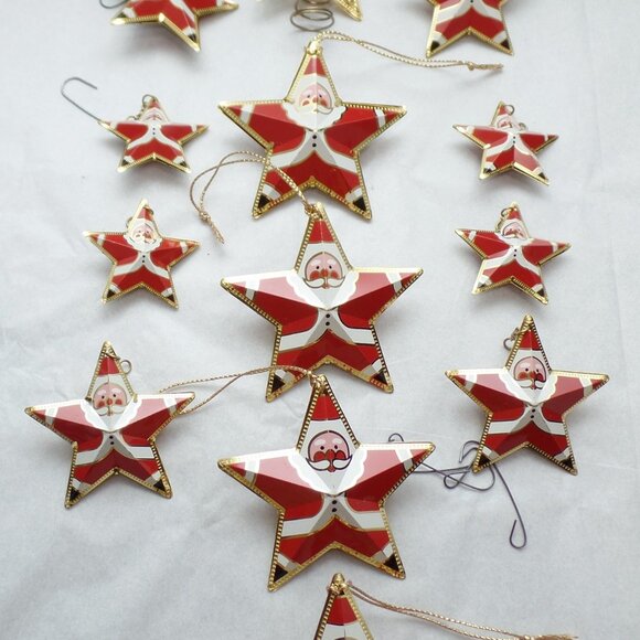 Metal Santa Star Tree Ornaments 13 PC - Picture 1 of 8